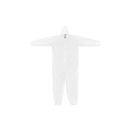 Global Industrial Disposable Microporous Coverall Elastic Wrists/Ankles Hood White XL, 25PK 708190XL